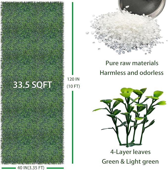 ODTORY Artificial Boxwood Roll: 40x120 in UV-Anti Faux Ivy Boxwood Hedge Leaf - Image 2