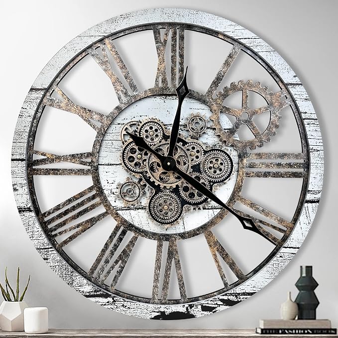 The B-Style Large Wall Clock 24 inch Moving Gear Wall Clock Oversized Vintage by TheB-StyleTB