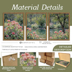 Framed Monet Wall Art Set of 3, Impressionist Botanical Floral Canvas Wall Decor - Image 4