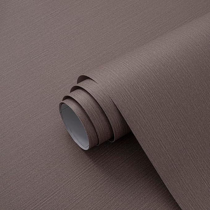 24"x393" Brown Grasscloth Peel and Stick Fabric Textured Contact Paper Linen - Image 9