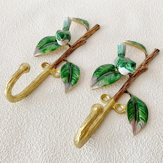 2 Pack Decorative Wall Hooks, Vintage Bird Shaped Metal Wall Hook - Image 3