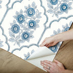 NuWallpaper x Society Social Floral Bazaar Delft Blue Peel and Stick Wallpaper - Image 5