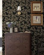 Ismoon Floral Peel and Stick Wallpaper Vintage Black and Gold Contact Paper - Image 3