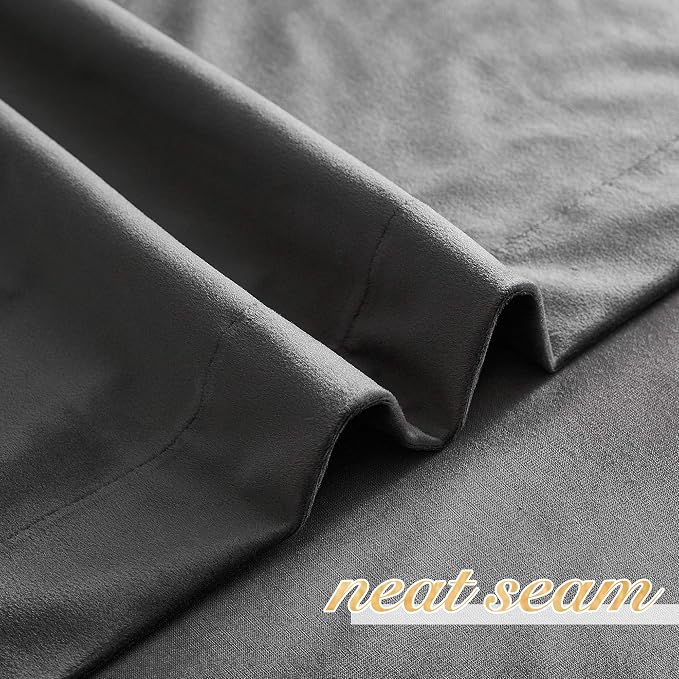 NICETOWN Living Room Grey Velvet Curtains, Sound and Sunlight Reducing Heavy - Image 6