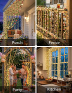 suddus 300 LED Artificial Flower Garland Pothos Vines Curtain Lights, Rose - Image 3