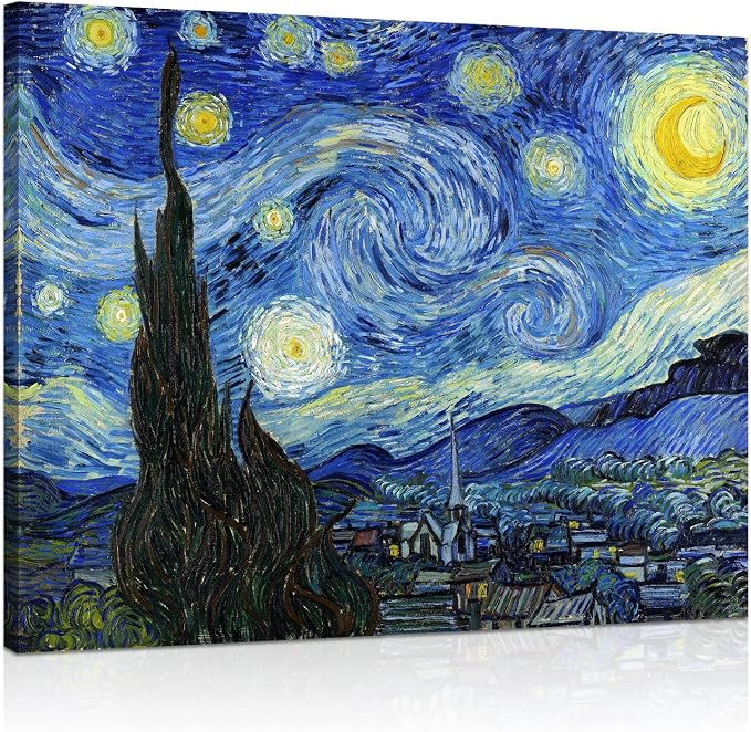 Van Gogh Canvas Wall Art: Starry Night Landscape Painting Picture Reproduction - Image 2