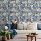Ismoon Floral Peel and Stick Wallpaper Vintage Blue Contact Paper Jellyfish - Image 9