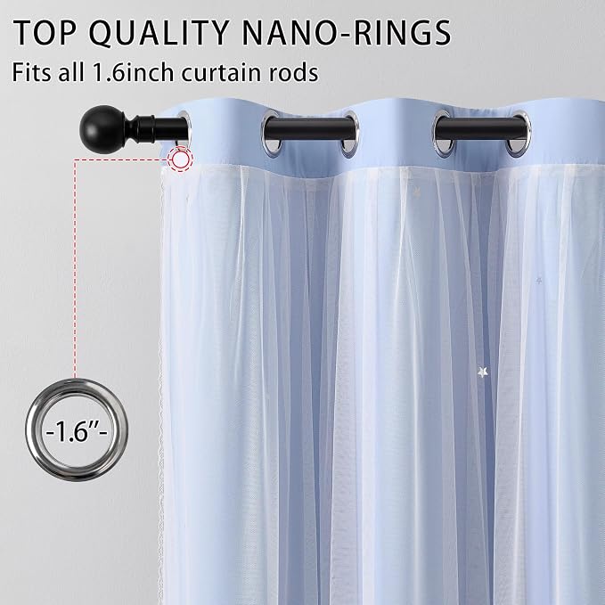 XiDi Blue Curtains for Bedroom, Girls Room Blackout Curtains, Kids Room - Image 3