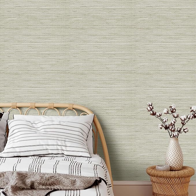 Rugreat Textured Grasscloth Wallpaper Peel and Stick 118inL 17.3inW Beige - Image 4