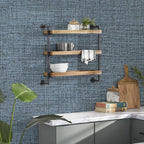 Blue Gray Grasscloth Peel and Stick Wallpaper 17.3"x300" Faux Linen Textured - Image 4