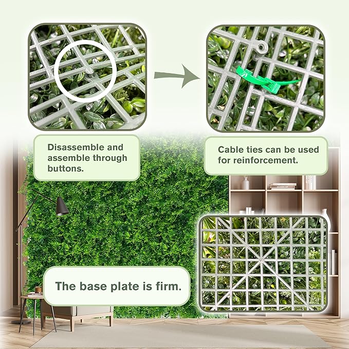 Greenery Faux Grass Wall Backdrop: 48"x128" UV-Anti Artificial Green Boxwood - Image 4