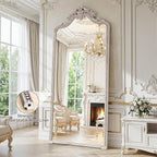 Wall Mount Arched Full Length Mirror, Baroque Antique Vintage Long Mirrors - Image 4