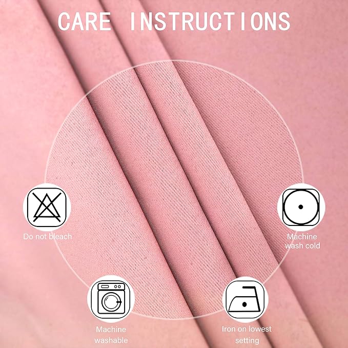 LEMOMO Blackout Curtains 52 x 63 inch/Pink Curtains Set of 2 Panels/Thermal - Image 3
