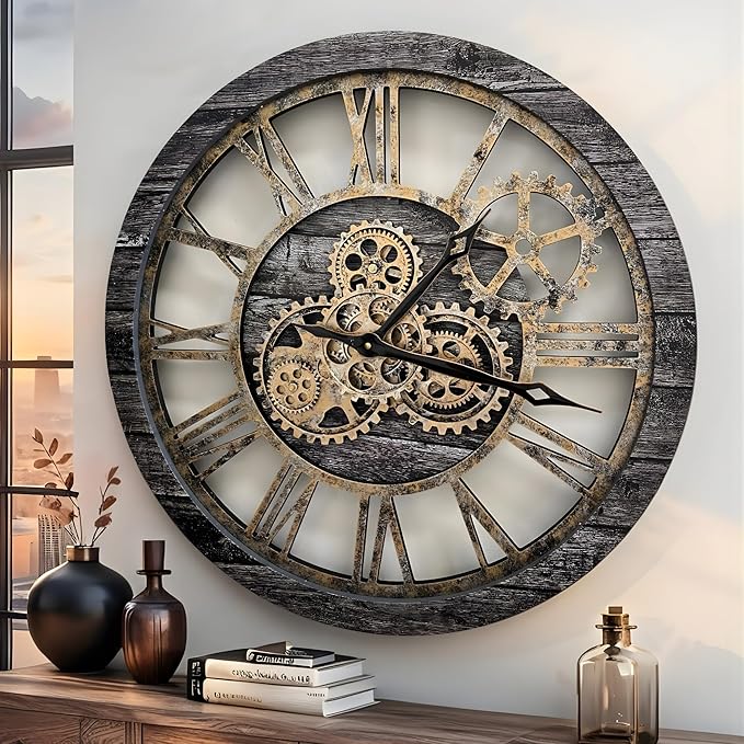 ImprovingLife The Gears Clock The Original Real Moving Gear Wall Clock Vintage by THEGEARSCLOCK