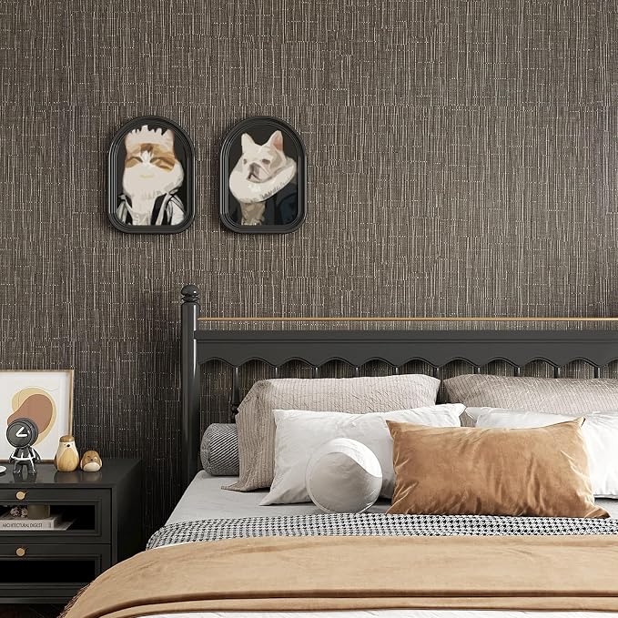 VEELIKE Truffle Brown Grasscloth Peel and Stick Wallpaper Faux Woven Grasscloth - Image 2