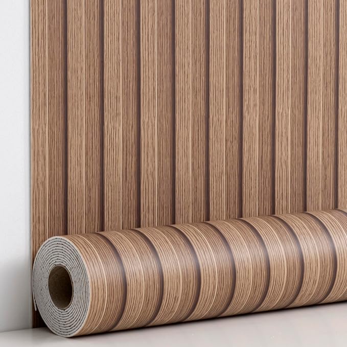 Haimin Wood Grain Slat Wall Panels Peel and Stick Faux Wood Thick Wallpaper by HaiminHomeDecorWallpaper