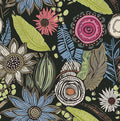 Boho Wallpaper Peel and Stick, Dark Green Vintage Floral Contact Paper by Laatse