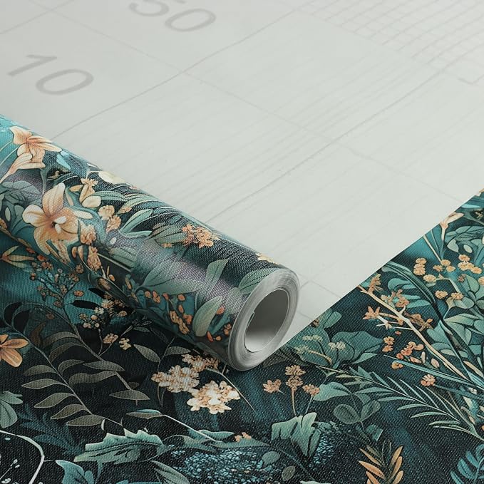 Floral Peel and Stick Wallpaper Green Flower Contact Paper 17.3inch x 118.1inch - Image 6