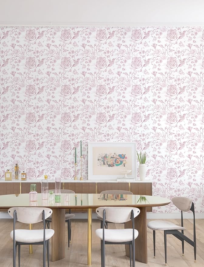 Yasinet Floral Peel and Stick Wallpaper Pink Floral Wallpaper Boho Pink Contact - Image 8