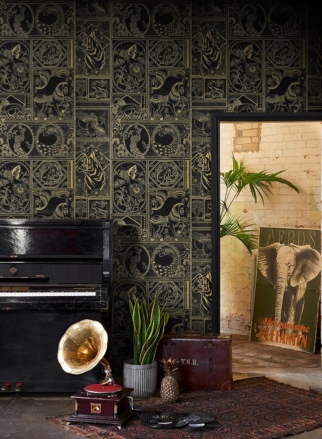 Erfoni Black and Gold Wallpaper Vintage Peel and Stick Wallpaper Special - Image 6