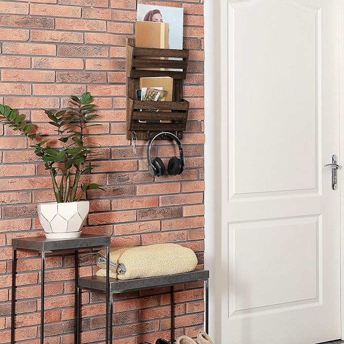 BTY Mail Holder for Wall, Wooden Mail Sorter - Image 6