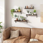 YGEOMER Floating Shelves for Wall, Different Sizes Dark Carbonized Brown Wall - Image 6