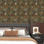 Grey Boho Wallpaper Peel and Stick, Vintage Green Yellow Floral Contact Paper - Image 2