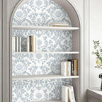 YXTII 17.3"×78.7" Blue Floral Peel and Stick Wallpaper, Damask Vintage Wallpaper - Image 4