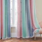 XiDi Pink Green Grey Kids Room Curtains, 1 Panel - Image 7