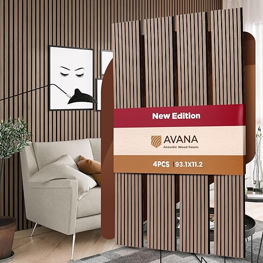 Avana Acoustic Wood Wall Panels – 93.2x11.25 Inch Panels – Fits 94x12 Layout – by AvanaHome