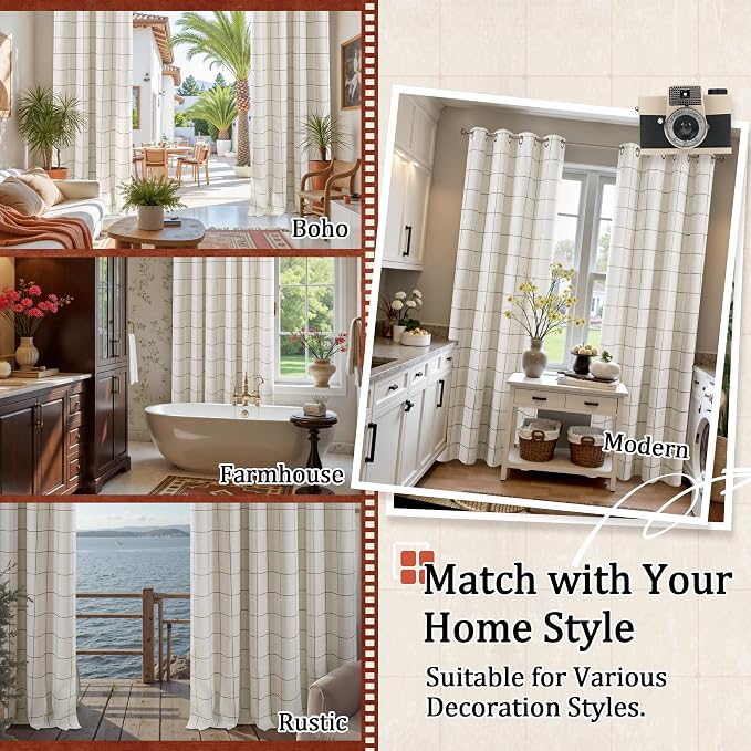 Lajode Plaid Curtains Pattern Printed 90 Inches Long - Image 8