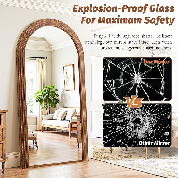 Antok Full Length Mirror 82"×44" Floor Mirror Standing Tall Mirror, Arched - Image 5