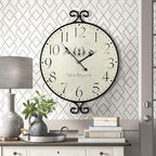 24 Inch Large Farmhouse Wall Clock, Wrought Iron Frame by JUMBOHUMBLE
