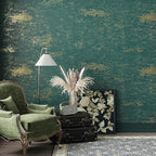 VEELIKE Distressed Teal Gold Metallic Peel and Stick Wallpaper Plaster Concrete - Image 3