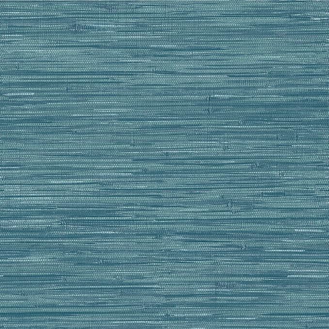 NuWallpaper Steel Blue Grassweave Peel & Stick Wallpaper by NuWallpaper