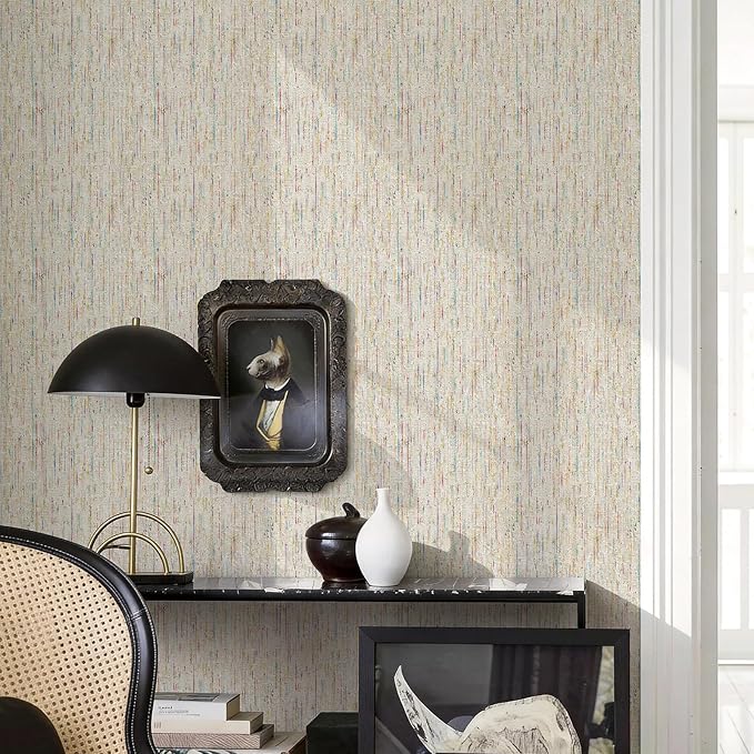 JiffDiff Woven Wallpaper Peel and Stick 17.3" x 1200" Colorful Paint Grasscloth - Image 3