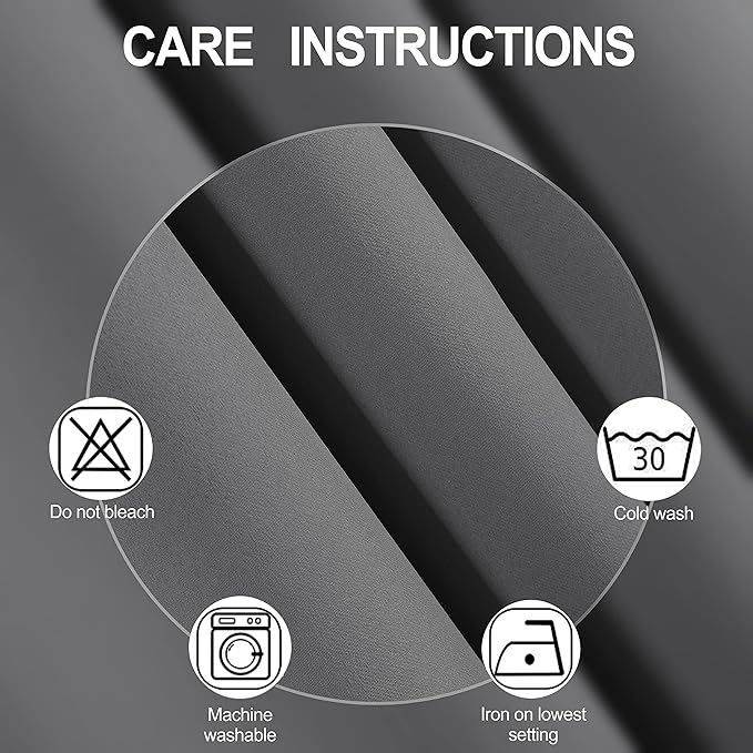 LEMOMO Grey Blackout Curtains/52 x 72 Inch/Set of 2 Panels Thermal Insulated - Image 4