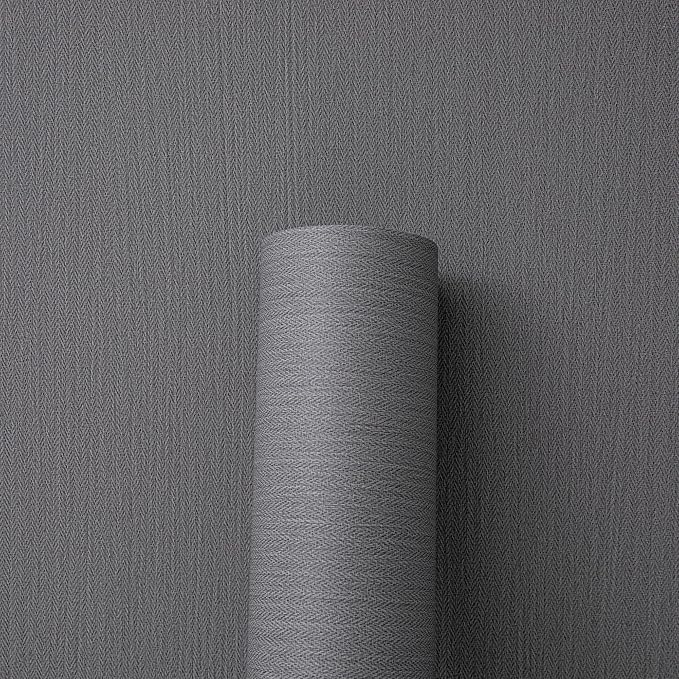 Haimin Fabric Wallpaper Textured Contact Paper Grey Peel and Stick Faux Linen - Image 7