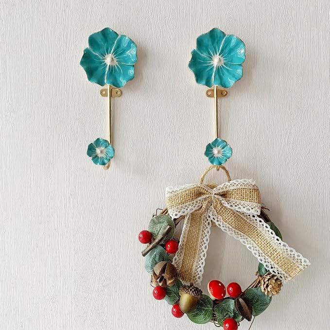 2 Pack Decorative Wall Hooks, Vintage Flower Shaped Metal Wall Hook - Image 5