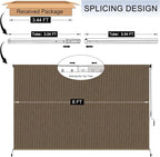 6'W x 8'H Mocha Patio Shades Roll up Outdoor Roller Shade Crank Wand Blind - Image 3