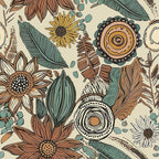 Boho Wallpaper Peel and Stick, Retro Floral Contact Paper 17.5" x 393.7" by Laatse