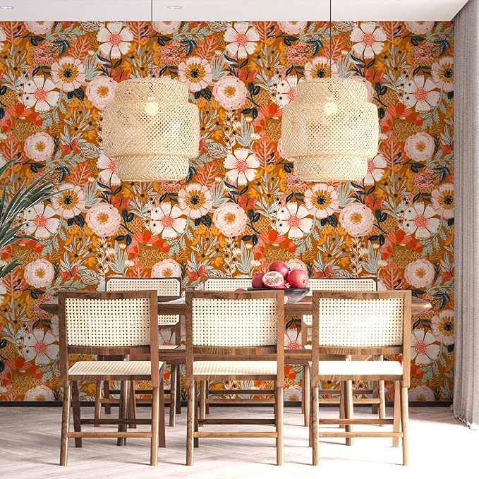 HAOKHOME Boho Peel and Stick Wallpaper Floral Wall Paper Removable - Image 4