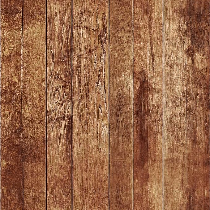 FLFK Brown Wood 16" x 256" Removable Wallpaper Peel and Stick by FLFK