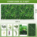 fanado Artificial Grass Wall Panels 40"x120", Hedge Green Wall Decor Backdrop - Image 2