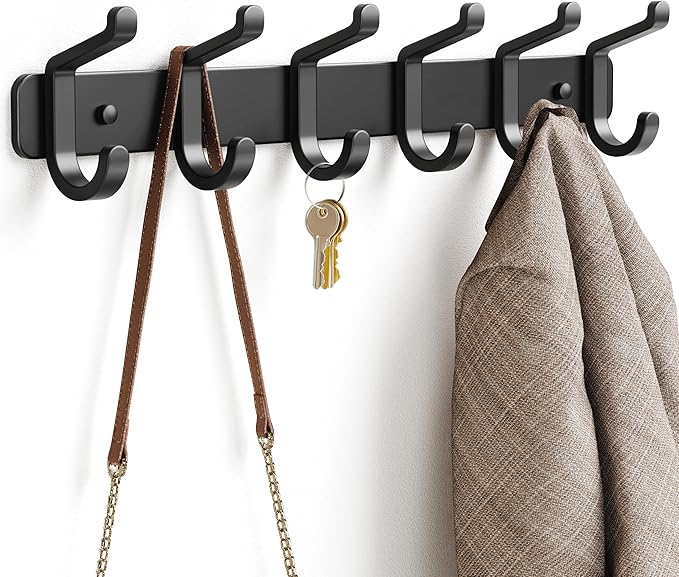 pickpiff Coat Rack Wall Mounted Heavy-Duty: Metal Coat Hanger 6 Hooks by pickpiff