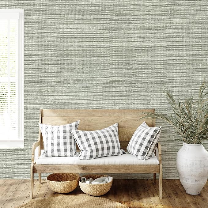 JiffDiff Grasscloth Wallpaper Peel and Stick Cream Grassweave Stick on - Image 6
