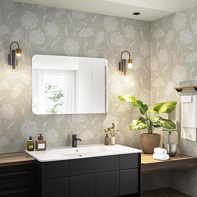 Safiyya Peel and Stick Wallpaper Floral Contact Paper Beige Grasscloth Wall - Image 6