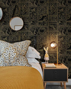 Erfoni 197"x17.7" Black and Gold Wallpaper Vintage Self Adhesive Peel and Stick - Image 4