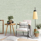 Green Grasscloth Peel and Stick Wallpaper 17.3"x480" Faux Linen Textured - Image 6