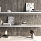 FunStick Taupe Brown Grasscloth Wallpaper Peel and Stick Fabric Wallpaper - Image 6